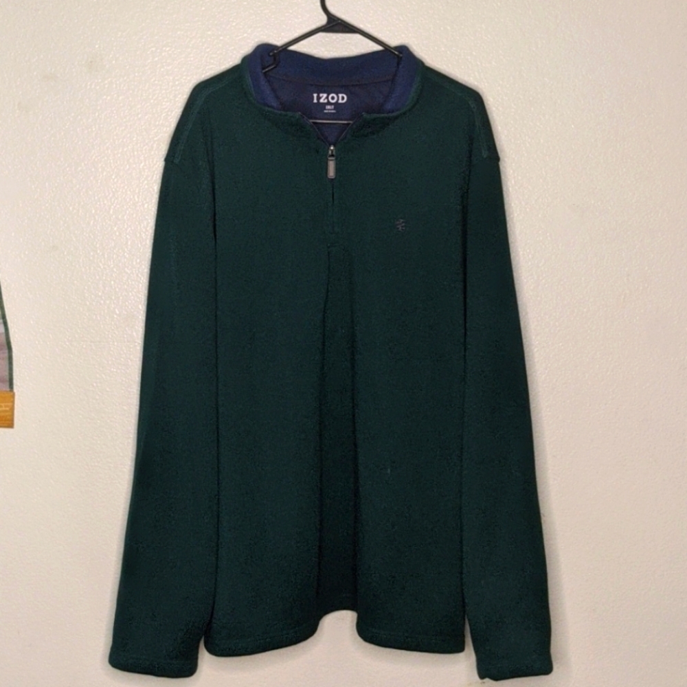 2XL IZOD QUARTER ZIP SWEATER PINE GREEN